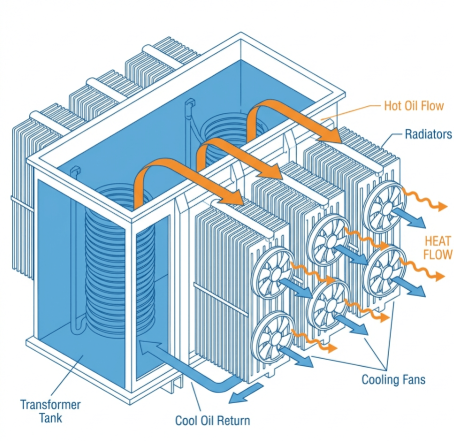 Transformer Cooling Radiators and Fan System Transformer Cooling Radiators and Fan System